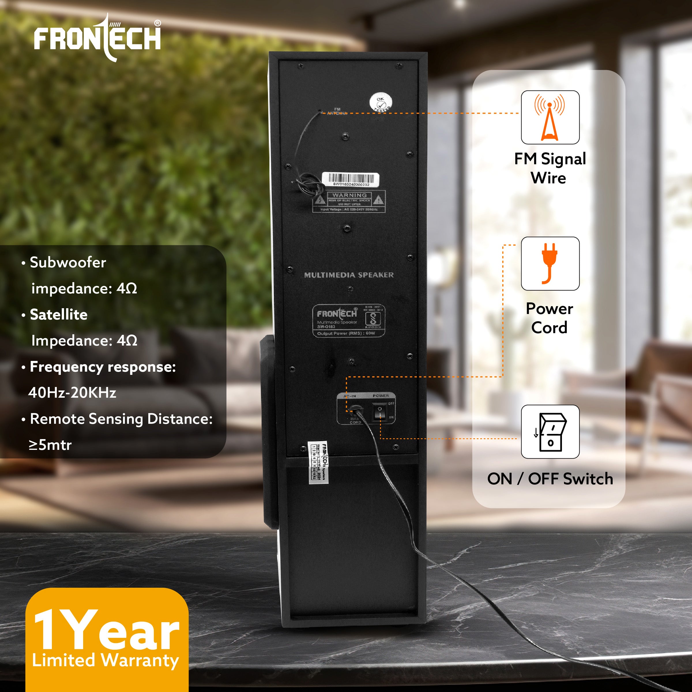 Frontech Spark Wireless 60W Bluetooth 5.0 Tower Speaker System (SW-0163) Frontech Spark Wireless 60W Bluetooth 5.0 Tower Speaker System (SW-0163)